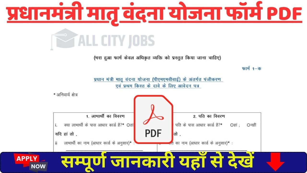 Pradhan Mantri Matri Vandana Yojana Form PDF in Hindi