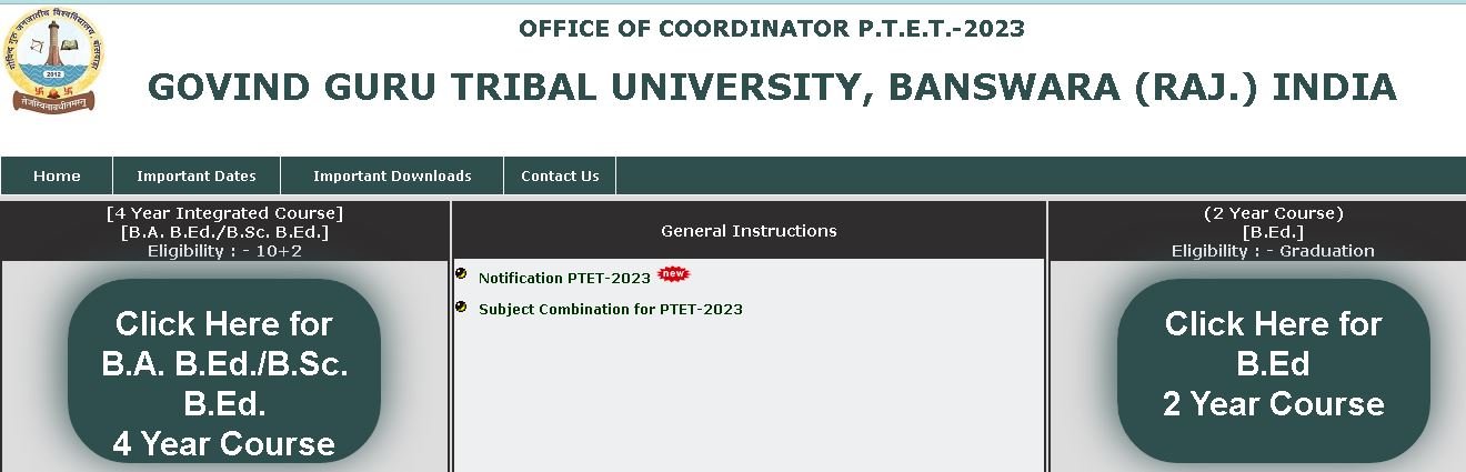 PTET Rajasthan Application Form 2023 Admit Card - All City Job