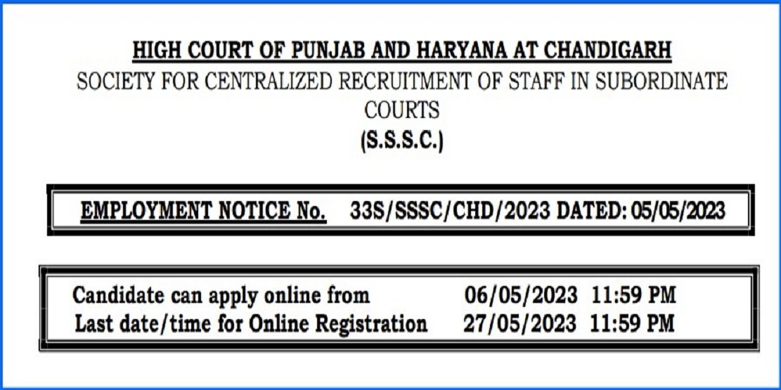 Chandigarh High Court Steno Vacancy 2023 All City Job
