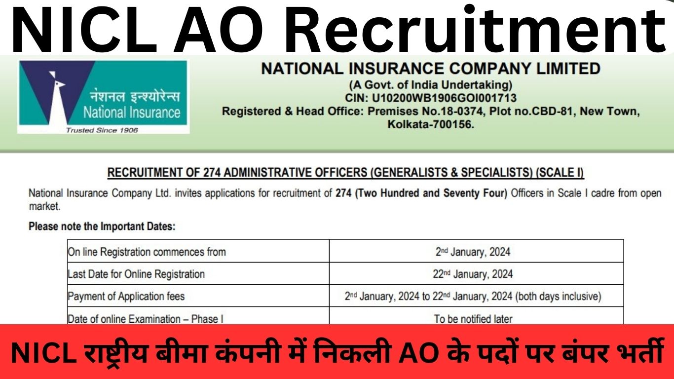 NICL AO Recruitment Form 2023-24