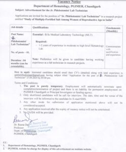Chandigarh PGI Laboratory Technician Bharti 2024a