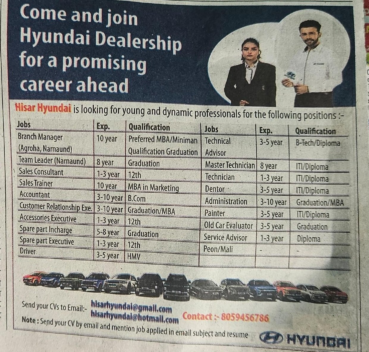 Hyundai Hisar Recruitment Information 2024 - All City Job