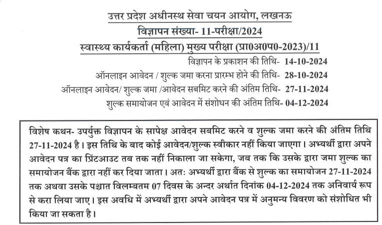 UPSSSC Health Worker Jobs 2024