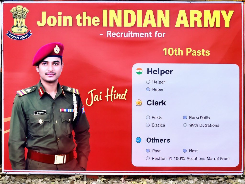 New recruitment for 10th pass post in Indian Army for Helper, Clerk and other posts