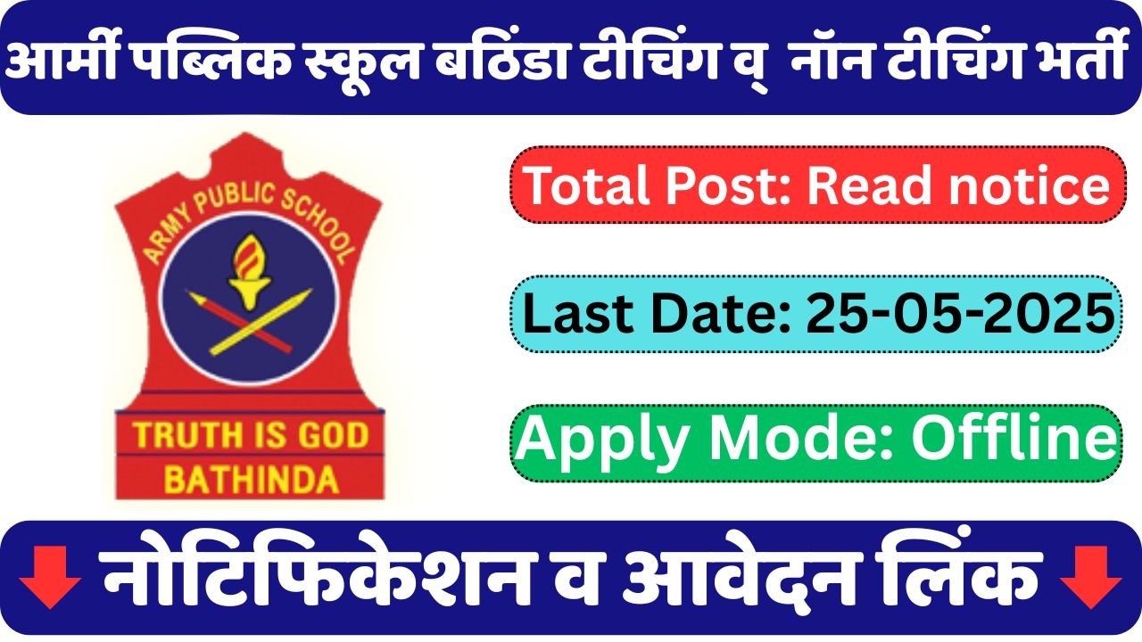 Army Public School Bathinda Recruitment 2025