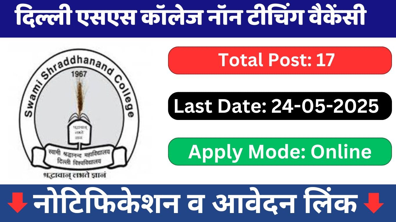 Delhi SS College Non Teaching Vacancy 2025