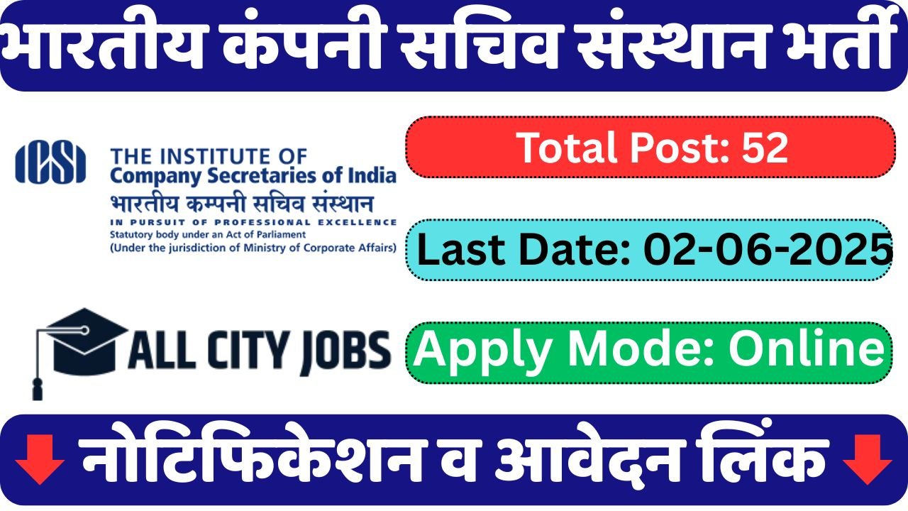 ICSI Various Posts Recruitment 2025, Apply Online