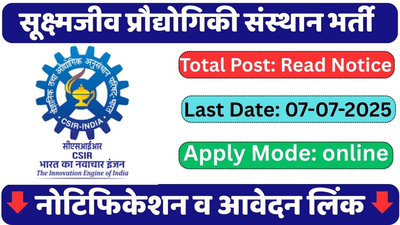 CSIR-Institute of Microbial Technology, Chandigarh Vacancy 2025