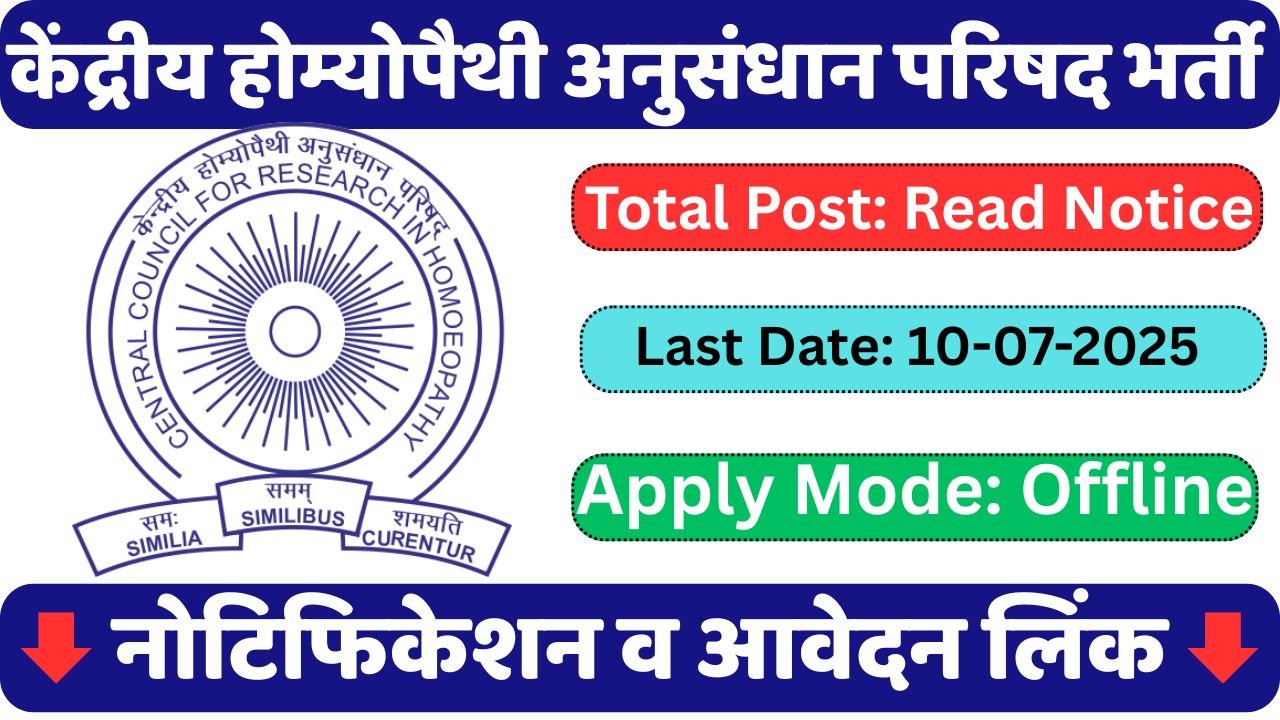 Central Council for Research in Homoeopathy Recruitment 2025