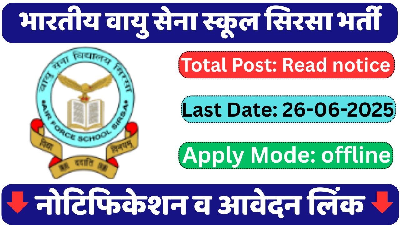 Indian Air Force School Sirsa Recruitment 2025