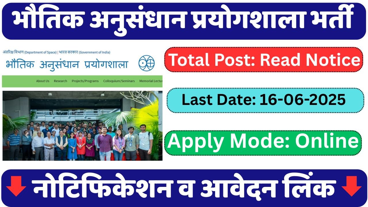 Physical Research Laboratory (PRL) Recruitment 2025