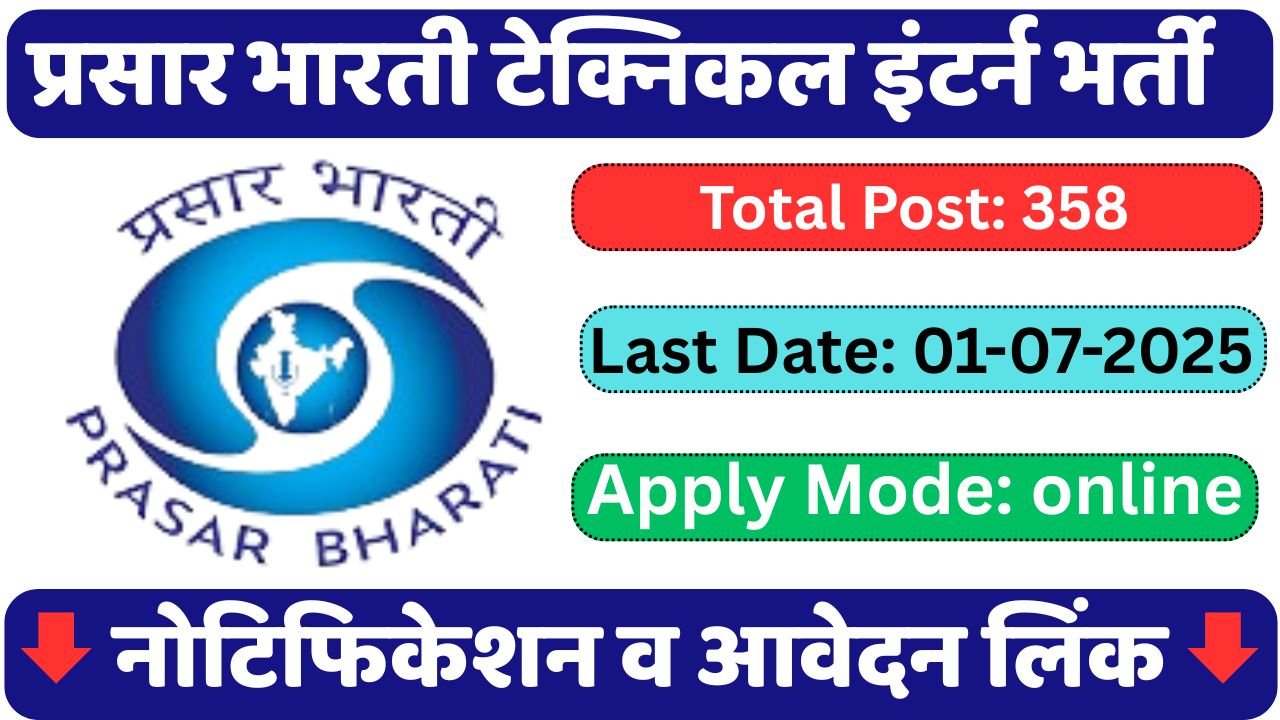 Prasar Bharati Technical Intern Vacancy 2025