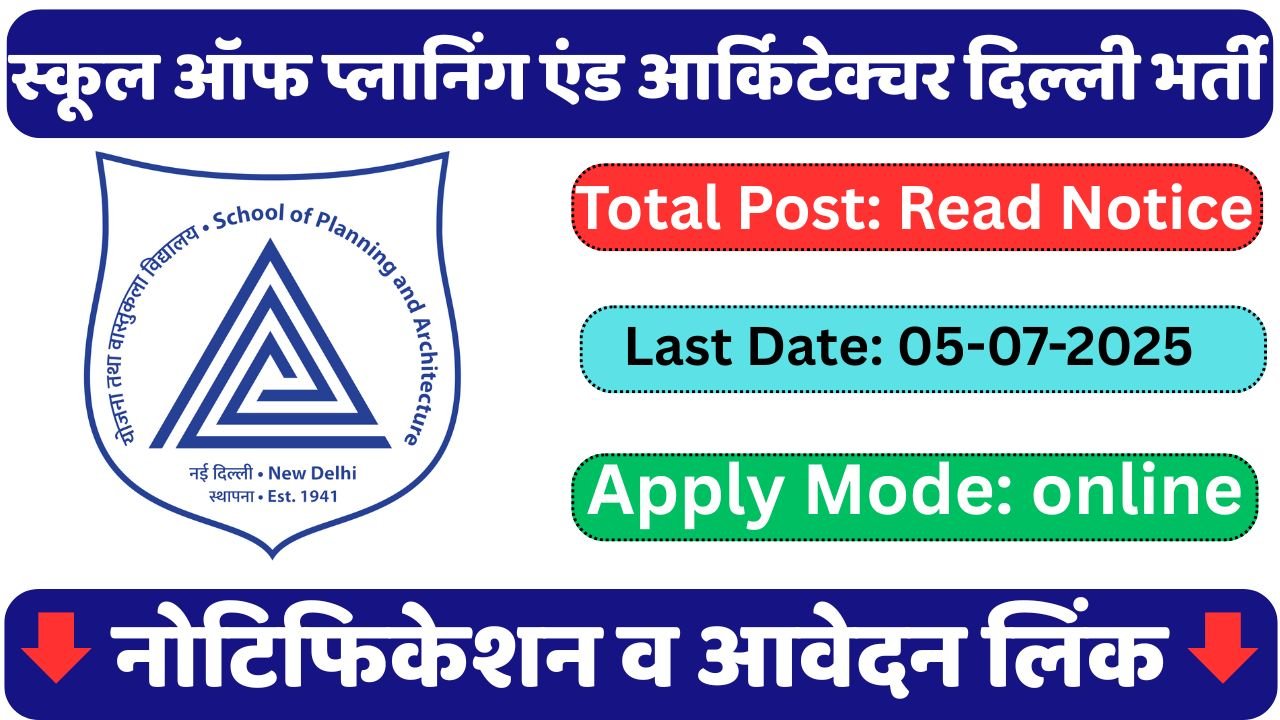 School of Planning and Architecture Delhi Recruitment 2025