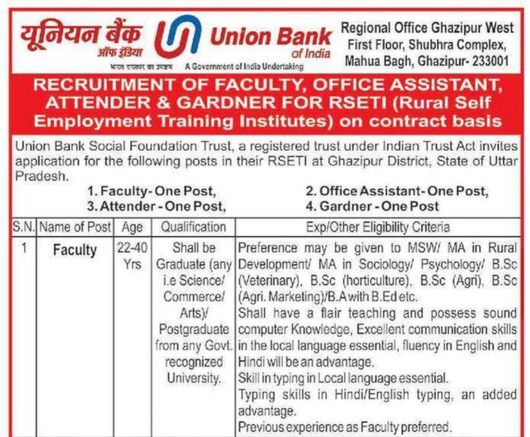 Union Bank of India Recruitment 2025 Apply now
