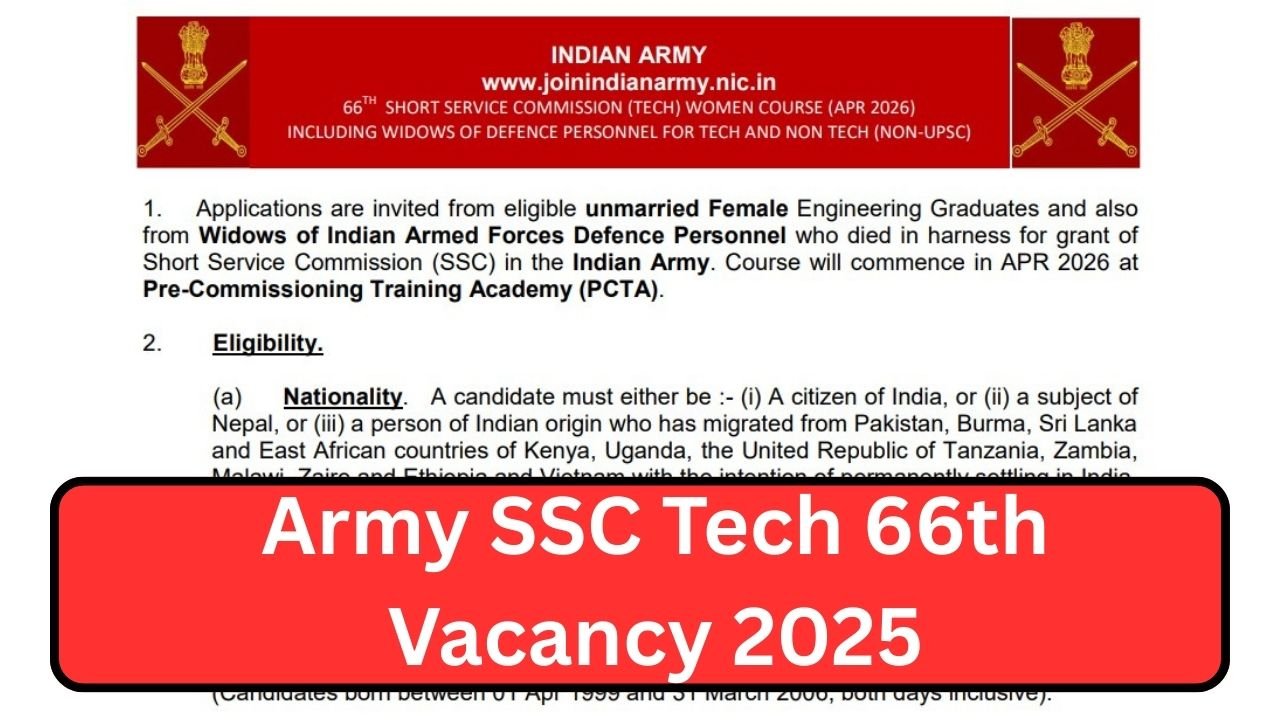 Army SSC Tech 66th Vacancy 2025