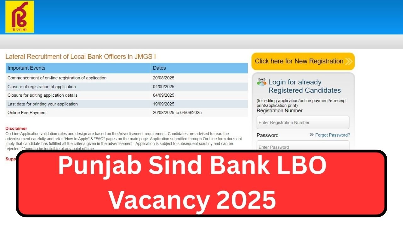 Punjab Sind Bank LBO Vacancy 2025