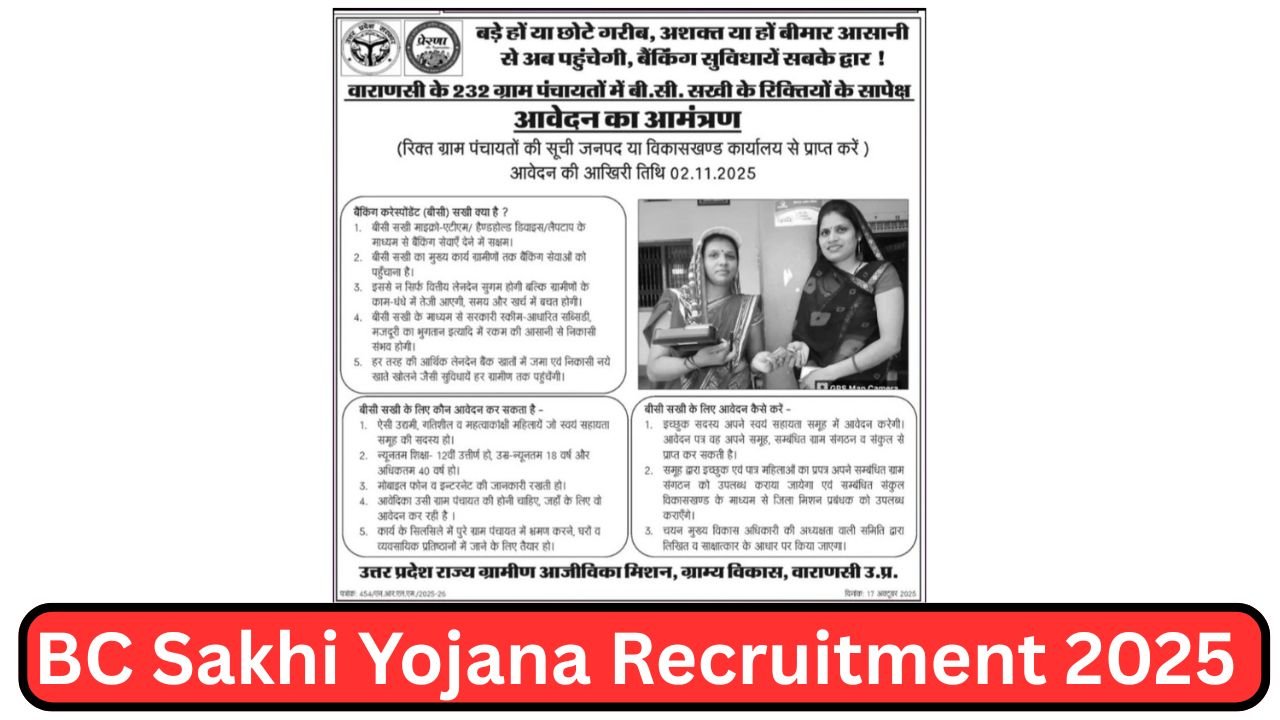 BC Sakhi Yojana Recruitment 2025