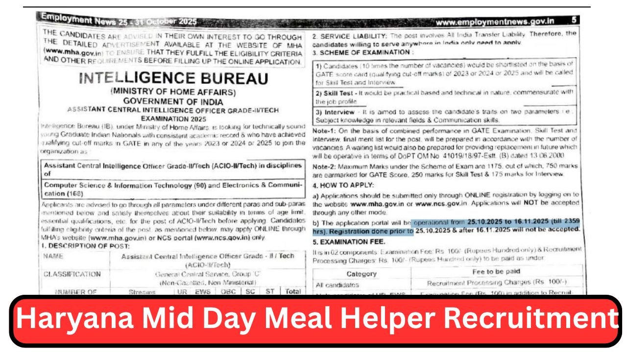 IB ACIO Grade II/Tech Vacancy 2025