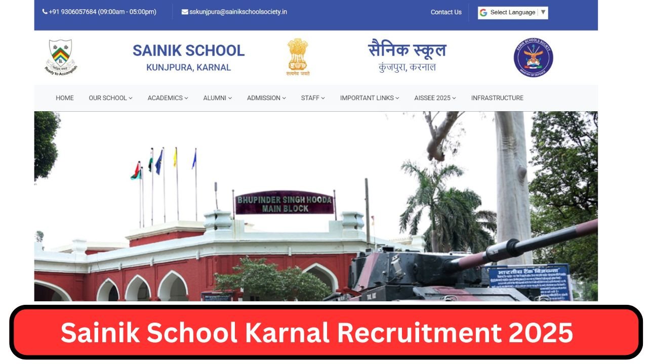 Sainik School Karnal Recruitment 2025