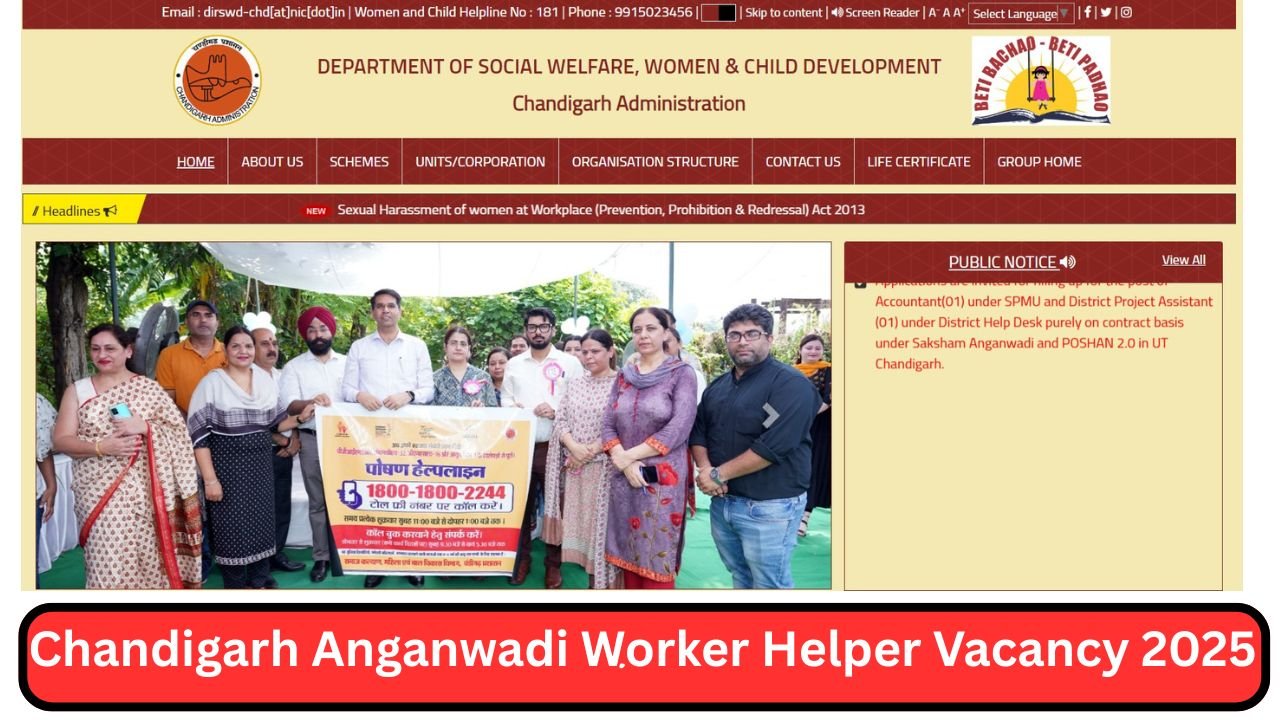 Chandigarh Anganwadi Worker Helper Vacancy 2025