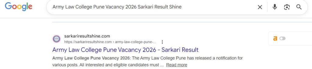 Army Law College Pune Vacancy 2026