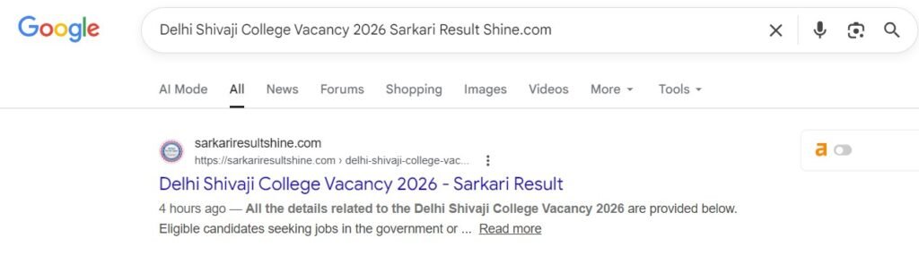 Delhi Shivaji College Vacancy 2026