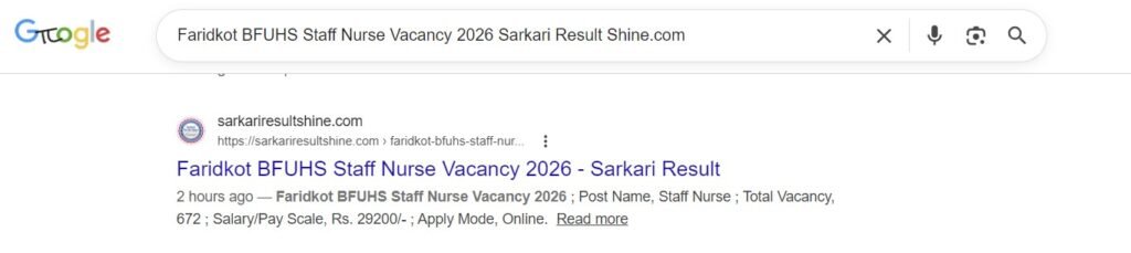 Faridkot BFUHS Staff Nurse Vacancy 2026