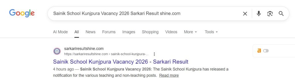Sainik School Kunjpura Vacancy 2026