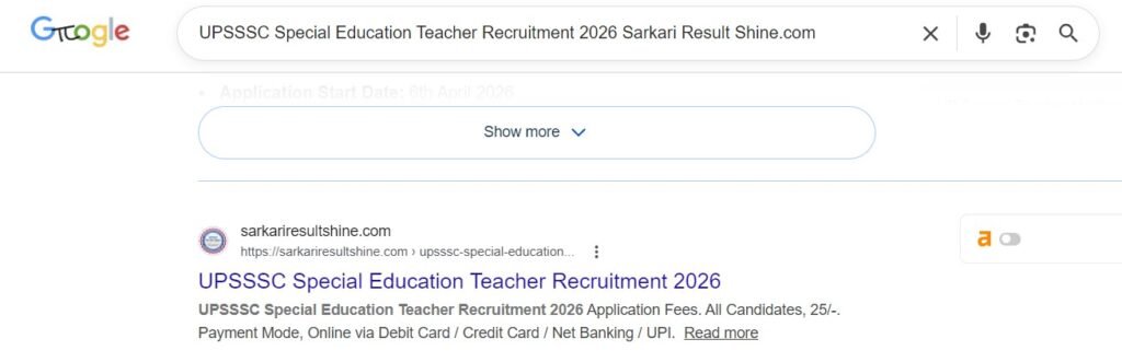 UPSSSC Special Education Teacher Recruitment 2026